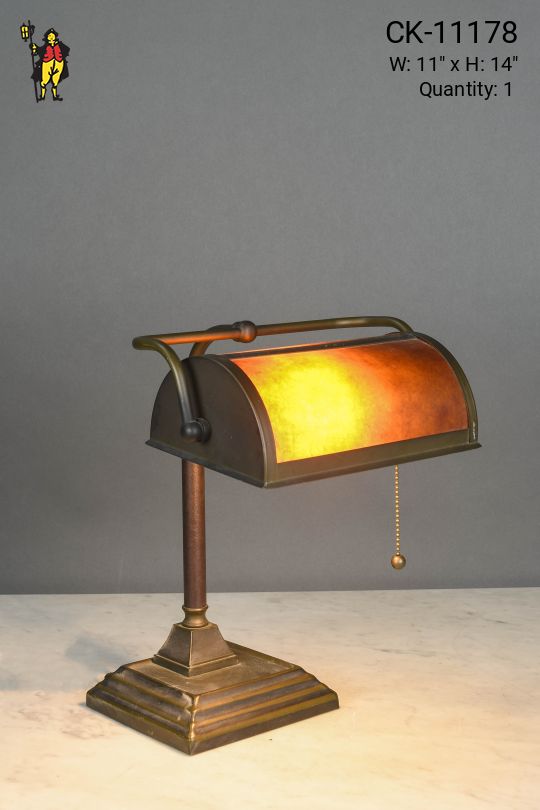 Mica Shaded Bronze Banker's Lamp