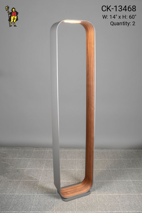 Matte Gray & Wooden LED Floor Lamp