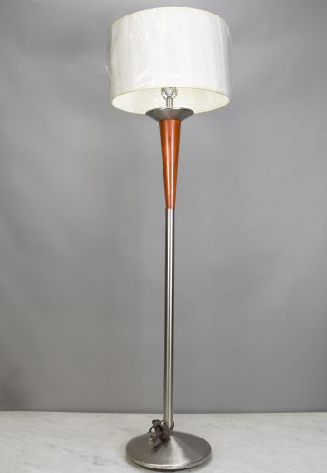 Nickel & Wood Floor Lamp