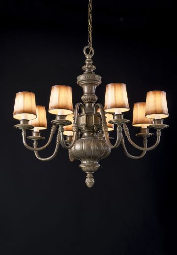 Antique Brass Curved Arm Chandelier