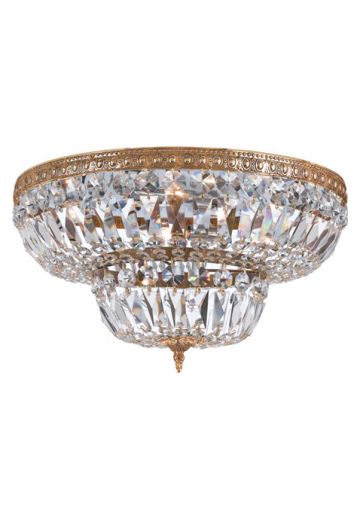 18" Cut Crystal & Brass Ceiling Mount Fixture