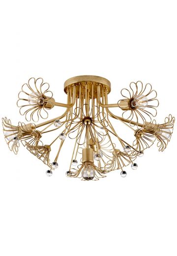 Brass Floral Fush Mount Fixture