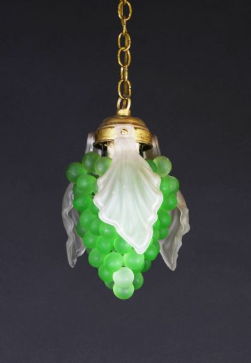 Green & White Glass Grape Cluster Pendant