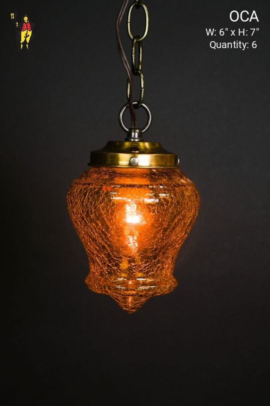 Hanging Amber Cracked Acorn Globe