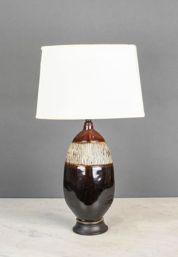 Flat Brown Ceramic Table Lamp