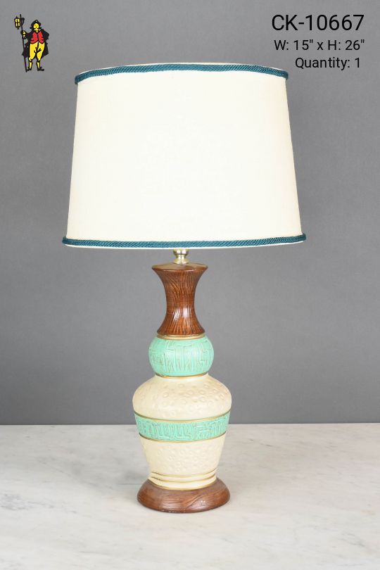 Aqua & White Mid Century Table Lamp