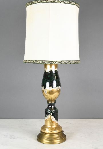 Gren & Gold Painted Ceramic Table Lamp