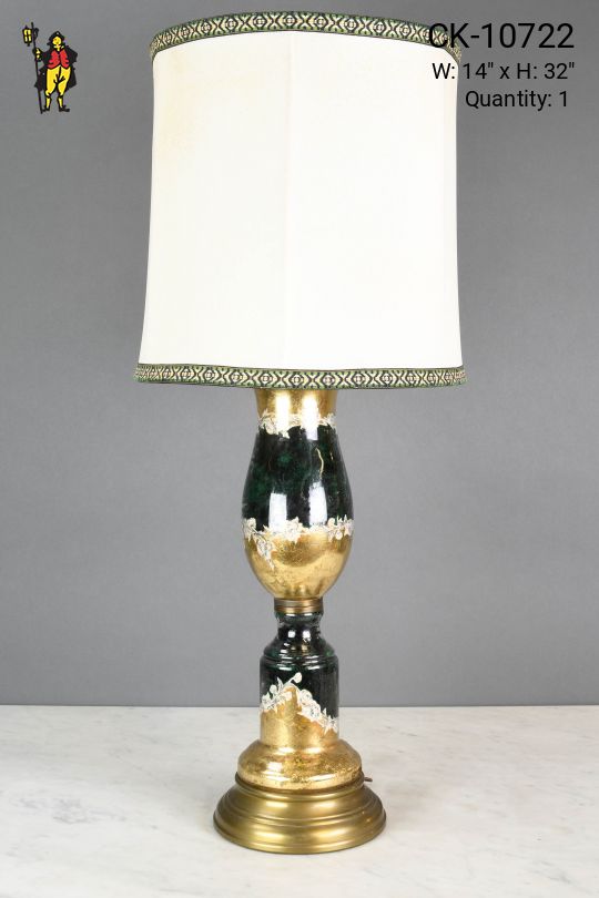 Gren & Gold Painted Ceramic Table Lamp