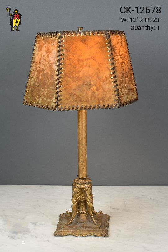 Mica Shaded Brass Table Lamp