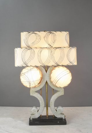 Mid Century Three Light Oversize Table Lamp