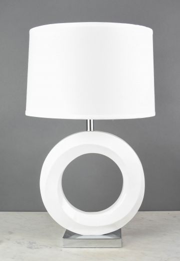 White Ceramic "O" Table Lamp