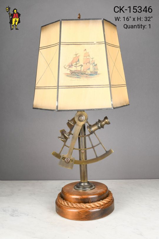 Antique Brass & Wooden Nautical Table Lamp