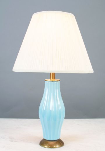 Blue Ceramic Mid-Century Table Lamp