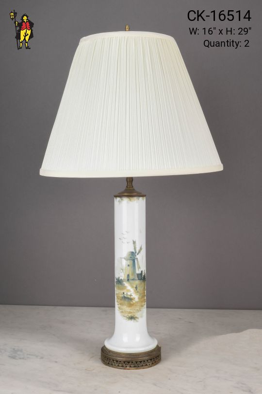 Painted Windmill Ceramic Table Lamp