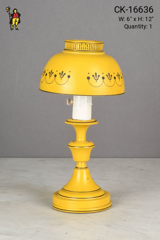 Yellow Floral Shaded Single Candle Small Table Lamp