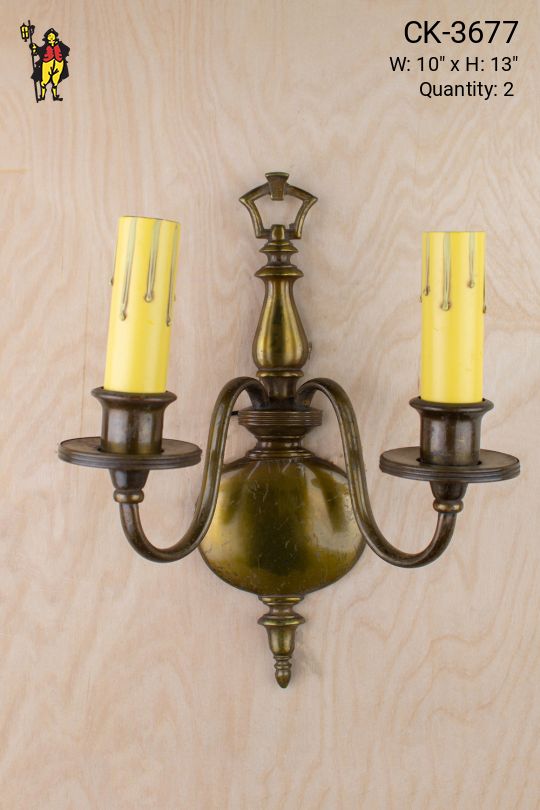 Two Drip Candle Brass Walll Sconce