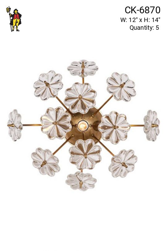 Floral Brass & Glass Wall Sconce