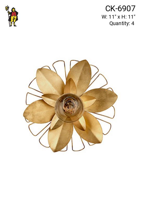 Floral One Light Brass Wall Scone