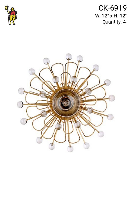 Brass & Glass Floral Wall Sconce